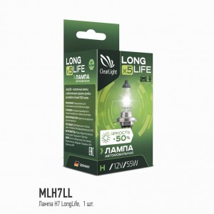 лампа! галогеновая 12V H7 55W PX26d 3500K (хедер 1шт) Long Life\ MLH7LL CLEAR LIGHT