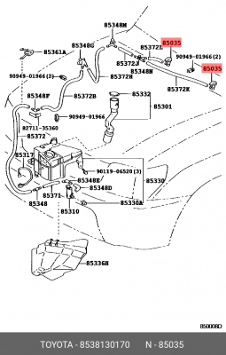 форсунка стеклоомывателя!\ Toyota Land Cruiser 200 97> 85381-30170 TOYOTA