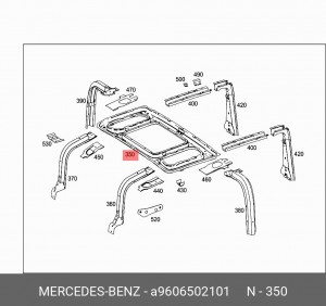 Панель крыши каркасная в сборе (45104777571890) A 960 650 21 01 MERCEDES BENZ