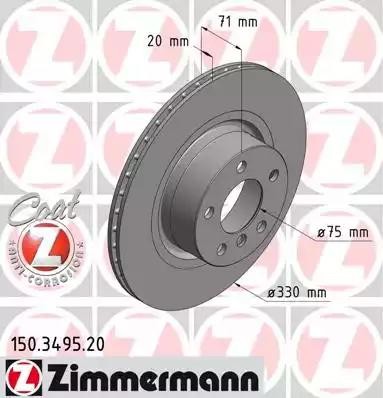 диск тормозной !задн. 330x20/71-5x120 \ BMW X3 sDrive 18d/20i 12-17 150.3495.20 ZIMMERMANN
