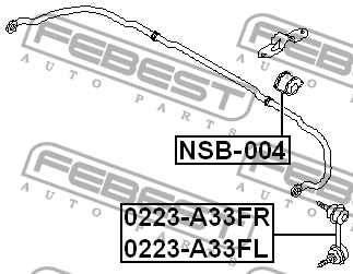 втулка стабилизатора переднего!d22\ Nissan Maxima A33 98-06 NSB-004 FEBEST
