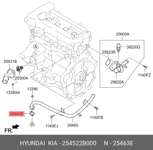 Прокладка трубки системы охлаждения HYUNDAI/KIA 254522B000 254522B000 MOBIS
