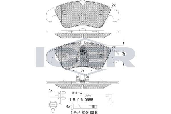 181862-202 колодки дисковые п.!\ Audi A6/quattro/A7 Sportback 2.8FSI/2.0TDI/3.0T 181862-202 ICER