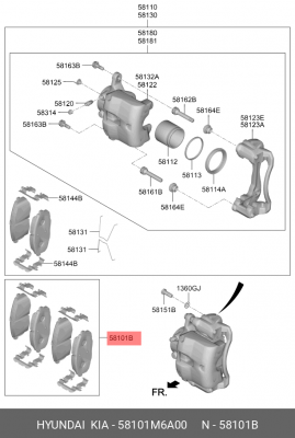 Колодки тормозные KIA Cerato (18-) передние (4шт.) OE 58101M6A00 HYUNDAI KIA