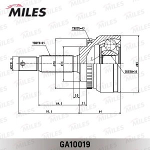 ШРУС внутренний MITSUBISHI GALANT 2.0-2.5 96-04 (GSP 839005) GA10019 GA10019 MILES