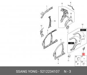 Кронштейн бампера SSANGYONG Actyon (10-) бампера заднего боковой правый OE 5212234107 SSANG YONG