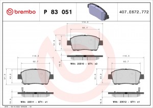 P83051 GDB3242=751 002B-SX!колодки дисковые п.\Toyota Yaris 1.0-1.5/1.4D/Celica  P83051 BREMBO
