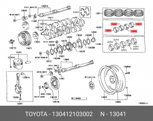 Вкладыши шатуна, STD 13041-2103002 13041-21030-02 TOYOTA
