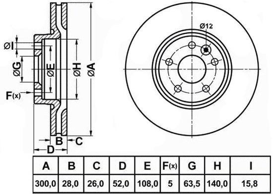 Диск тормозной FORD S-MAX 06-/MONDEO IV -05.07/ VOLVO S60/S80/XC70 06-  RN1589 RN1589 NIBK