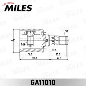 ШРУС внутрений левый NISSAN X-Trail 00-06 GA11010 GA11010 MILES