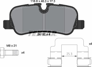 Колодки тормозные LAND ROVER Discovery,Range Rover Sport задние (4шт.) TEXTAR 2419201 TEXTAR