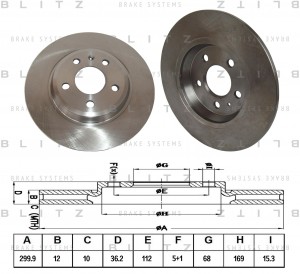 Диск тормозной задний AUDI A4/A5/Q5 08- BS0258 BS0258 BLITZ