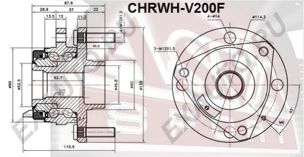 СТУПИЦА ПЕРЕДНЯЯ С ДАТЧИКОМ АБС CHRWHV200F CHRWH-V200F ASVA