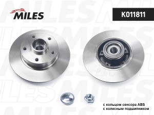 Диск тормозной задний с подшипником (с кольцом ABS) RENAULT MEGANE/SCENIC III 08 K011811 MILES