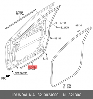 УПЛОТНИТЕЛЬ ДВЕРИ 821302J000 HYUNDAI KIA