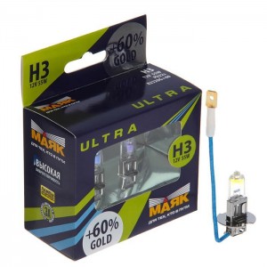 Лампа галогенная H3 12V 55W "Маяк" Gold УЛЬТРА NEW (+60%) (2 шт.) 82320 G+60 MAYAK