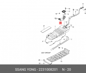 Насос топливный SSANGYONG Rexton (02-) (E23/28/32) электрический в сборе OE 2231008201 SSANG YONG