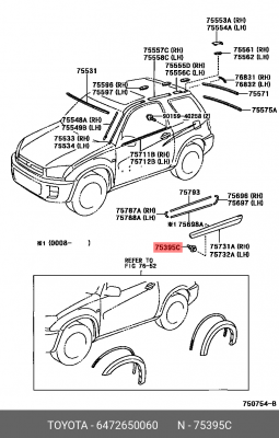 6472650060 TOYOTA 64726-50060 TOYOTA