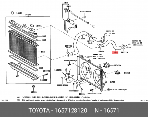 патрубок системы охлаждения!\ Toyota Ipsum 16571-28120 TOYOTA