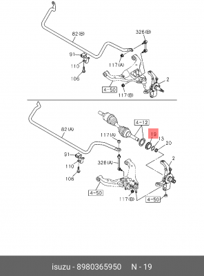 Сальник поворотного кулака ISUZU TFR/TFS-RHD 8-98036-595-0 ISUZU