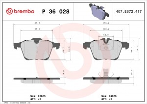 Колодки тормозные P36028 P36028 BREMBO