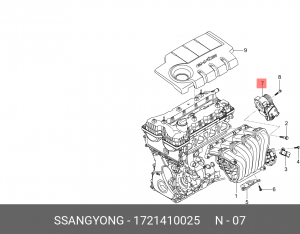 Заслонка SSANGYONG G4 Rexton (20-)(G20D) дроссельная OE 1721410025 SSANG YONG