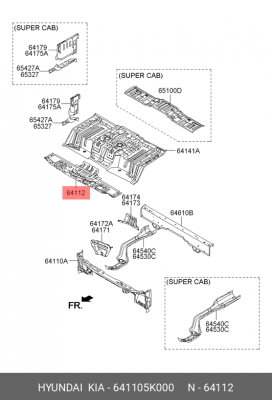 641105K000 Поперечина пола передняя HD72 Hyundai/Kia 641105K000 HYUNDAI
