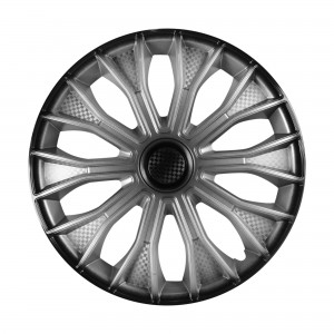 Колпаки колесные декоративные R14 серебро/черный/карбон "AIRLINE" Волтек+ (2 шт. AWCC-14-15 AIRLINE