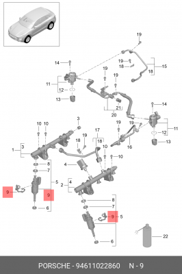 94611022860 ДЕРЖАТЕЛЬ ТОПЛИВНОЙ ФОРСУНКИ 94611022860 PORSCHE
