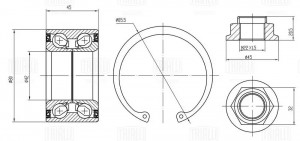 Подшипник ступицы Mazda 3 (03-) без ABS перед. (кмпл: подшип./кольцо/гайка) (CS  CS1824 TRIALLI