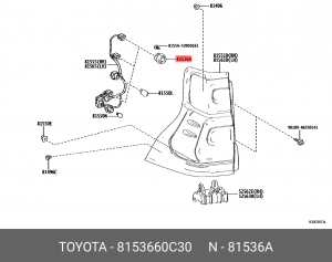 лампа! светодиодная\ Toyota Land Cruiser Prado 17> 81536-60C30 TOYOTA