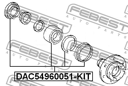 Подшипник ступицы передний TOYOTA LAND CRUISER PRADO 90 DAC54960051-KIT DAC54960051-KIT FEBEST