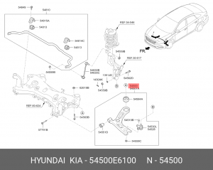 Рычаг подвески HYUNDAI Sonata (16-) передней нижний левый OE 54500E6100 HYUNDAI KIA