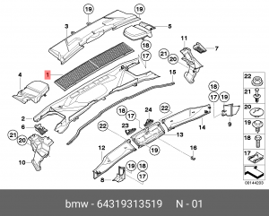 Фильтр воздушный салона BMW 1 (E80,E81),3 (E90),X1 (E84) угольный OE 64 31 9 313 519 BMW