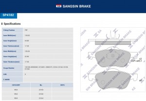 Колодки передние NISSAN PRIMERA P11 SP4182 SP4182 SANGSIN
