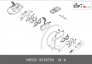 Ремкомплект суппорта IVECO Daily (резинки) 8124729 IVECO