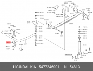Втулка стабилизатора HYUNDAI County переднего OE 5477246001 HYUNDAI KIA
