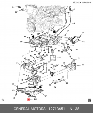 Пробка сливная CHEVROLET Tahoe CADILLAC Escalade (19-) картера двигателя OE 12713651 GENERAL MOTORS