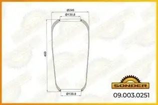 Пневморессора Premium без стакана и крышки (чулок) 720N 240/460 BPW/Volvo/MAN/MB 090030251 SONDER