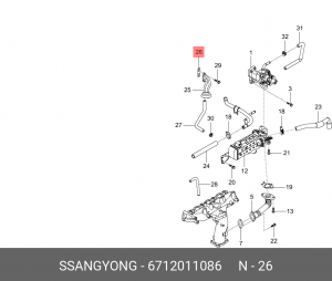 Прокладка SSANGYONG Actyon (10-) (D20F) маслопровода отводящего турбокомпрессора 6712011086 SSANG YONG