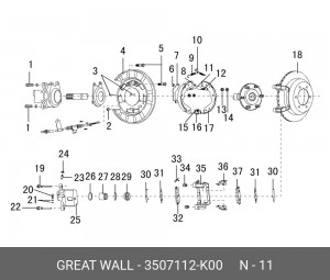 ПЛАНКА КОЛОДОК СТОЯНОЧКОГО ТОРМОЗА ПРАВАЯ HOVER GREAT WALL/HAVAL 3507112-K00 GREAT WALL