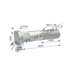 Шпилька колеса IVECO (M22х1.5х87) с шлицами MANSONS 700665 MANSONS