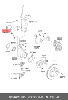 Датчик АБС KIA Ceed (06-) колеса переднего левого OE 598101H300 HYUNDAI KIA