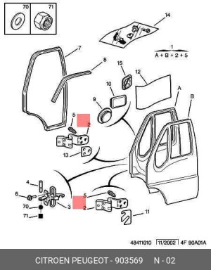 петля двери передней!\ Citroen Jumper, Fiat Ducato, Peugeot Boxer 94-06 9035 69 CITROEN PEUGEOT