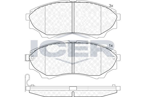 181822 колодки дисковые передние !\ Ford Ranger 2.5TDi 02>, Mazda Serie B 2.5D/T 181822 ICER