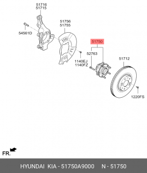Ступица KIA Carnival (15-) передняя OE 51750A9000 HYUNDAI KIA
