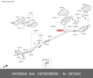 Крепеж HYUNDAI Elantra (15-) глушителя OE 287803R000 HYUNDAI KIA