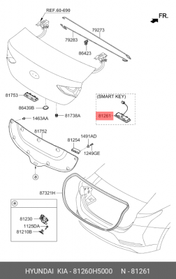 Кнопка открывания багажника HYUNDAI Solaris (17-) OE 81260H5000 HYUNDAI KIA