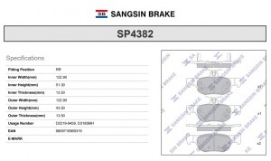 Колодки задние MAZDA 3 (BP) 2019-, CX-30 (DM) 2019- SP4382 SP4382 SANGSIN