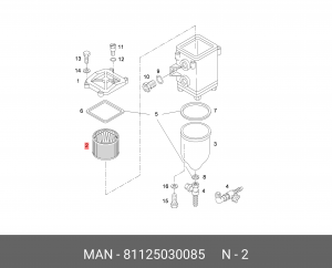 Сменный эл. топлив.фильтра Пригодный для 81125030085 MAN